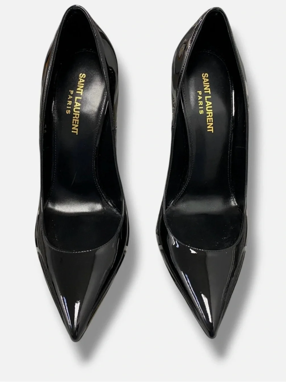 Saint Laurent Black Patent Opyum Pump with Gold YSL Heel - Picture 4 of 9